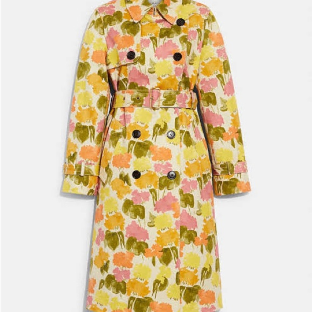 Coach Floral Drill Trench Coat